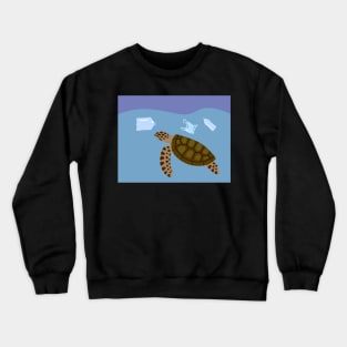 Plastic waste in ocean affect to marine life. Environmental damage concept. Crewneck Sweatshirt